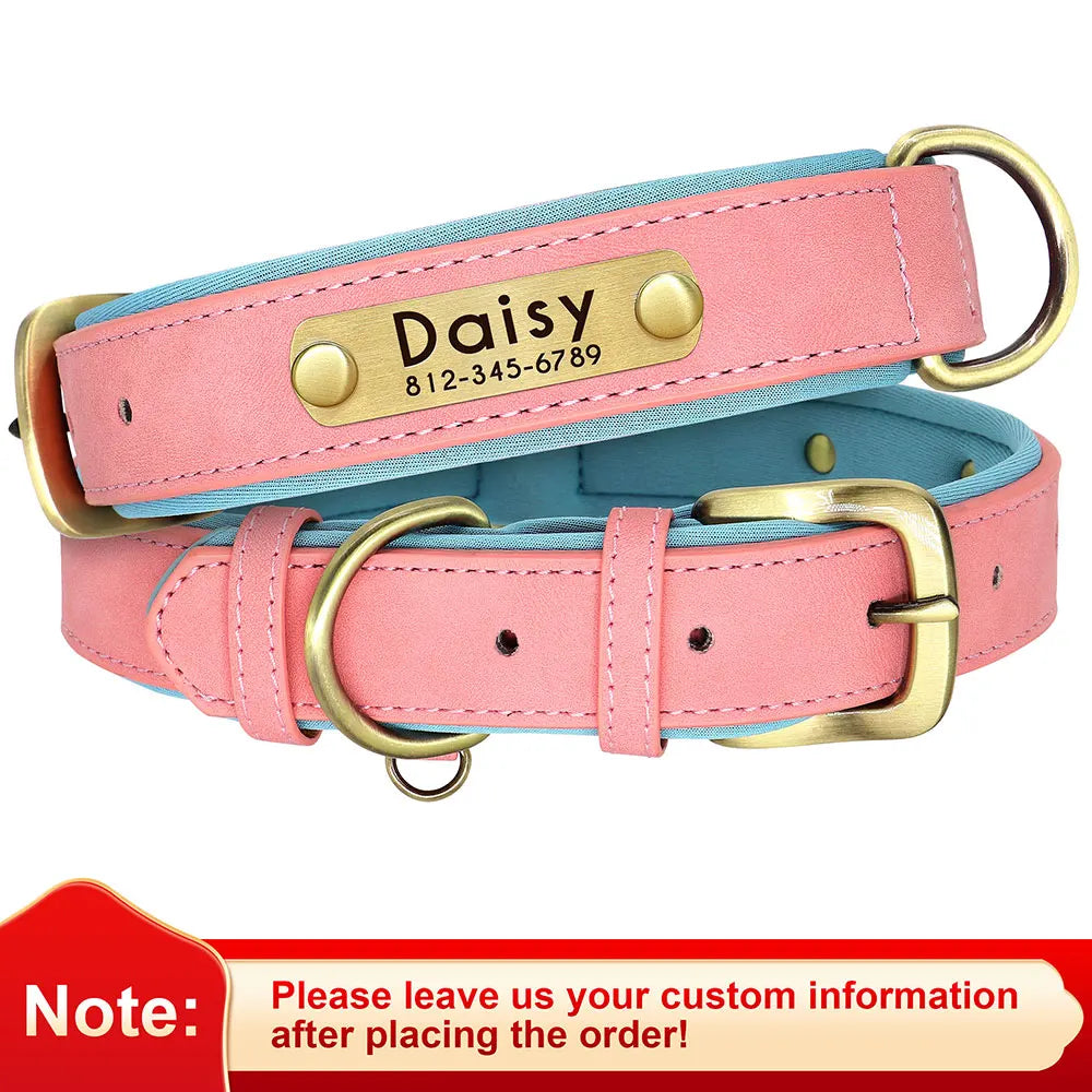 Custom Engraved PU Leather Dog Collar