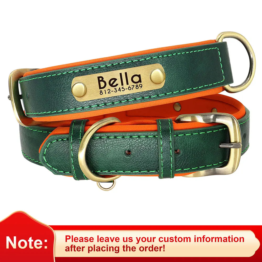 Custom Engraved PU Leather Dog Collar