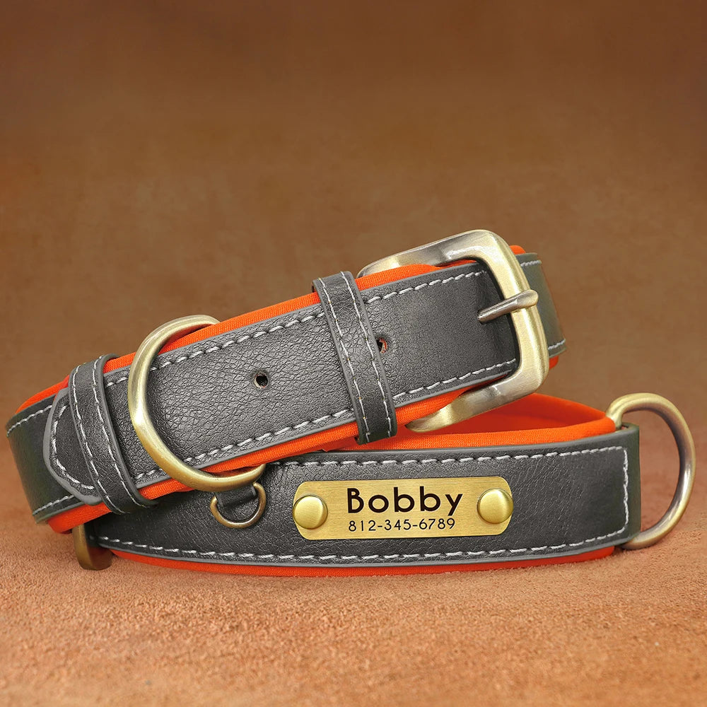 Custom Engraved PU Leather Dog Collar