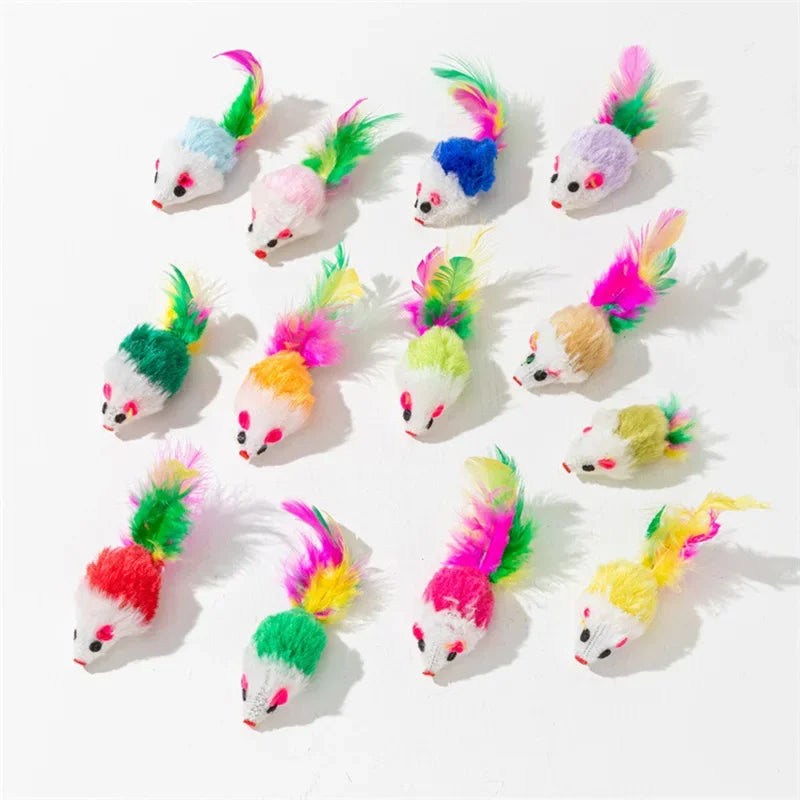 Rabbit Fur Rainbow Mouse Toy