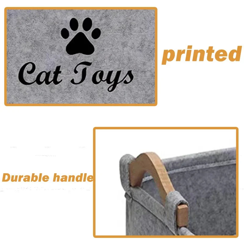 Felt Cat Toy Storage Basket