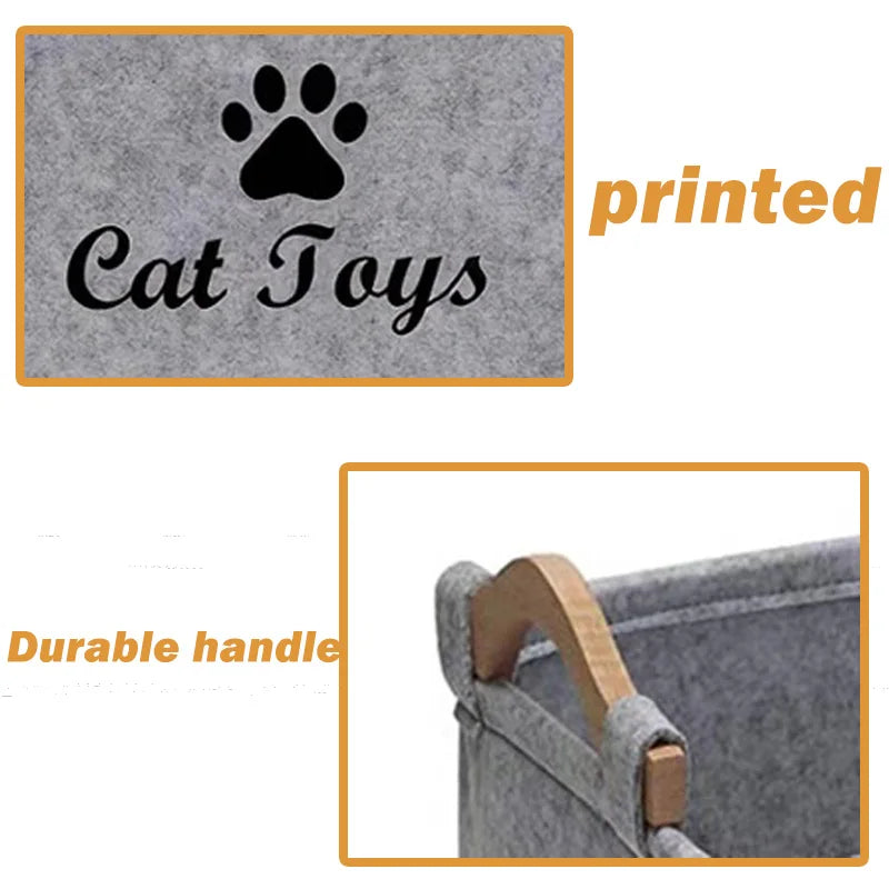 Felt Cat Toy Storage Basket