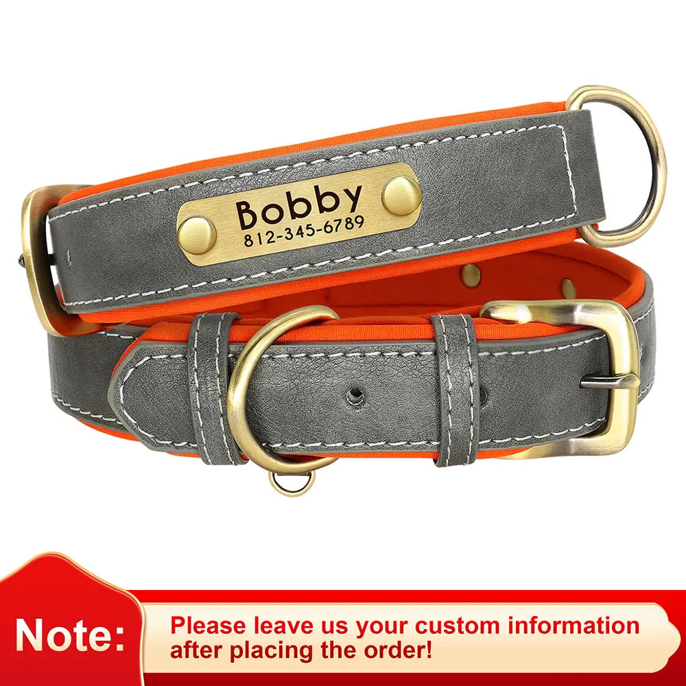 Custom Engraved PU Leather Dog Collar