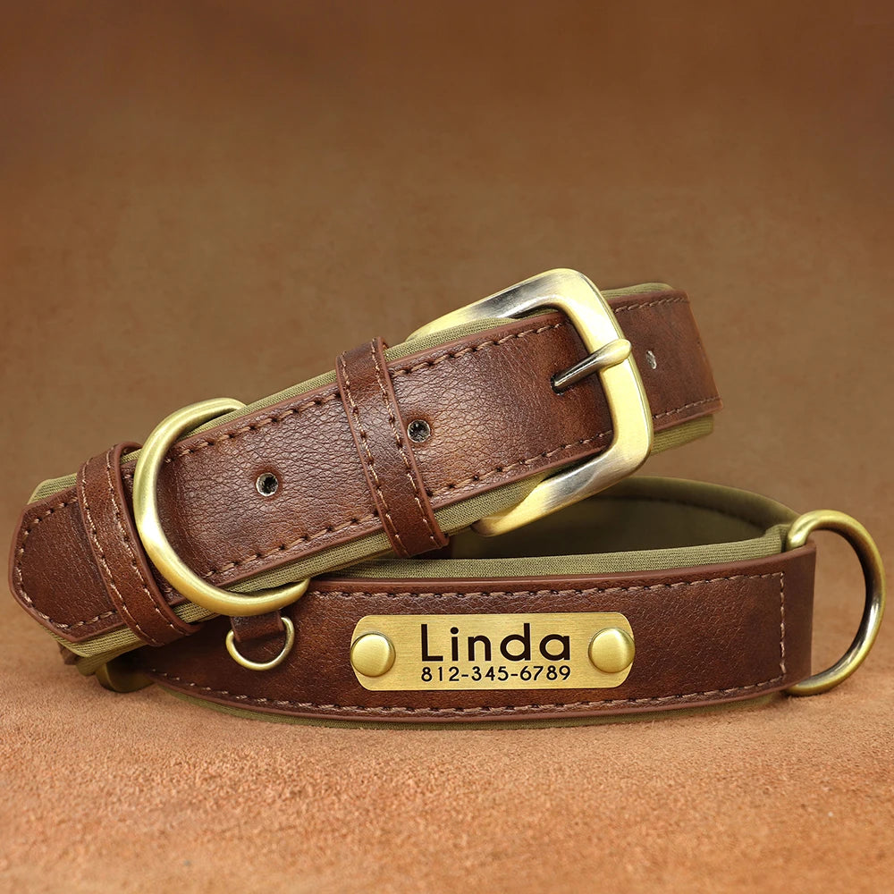 Custom Engraved PU Leather Dog Collar