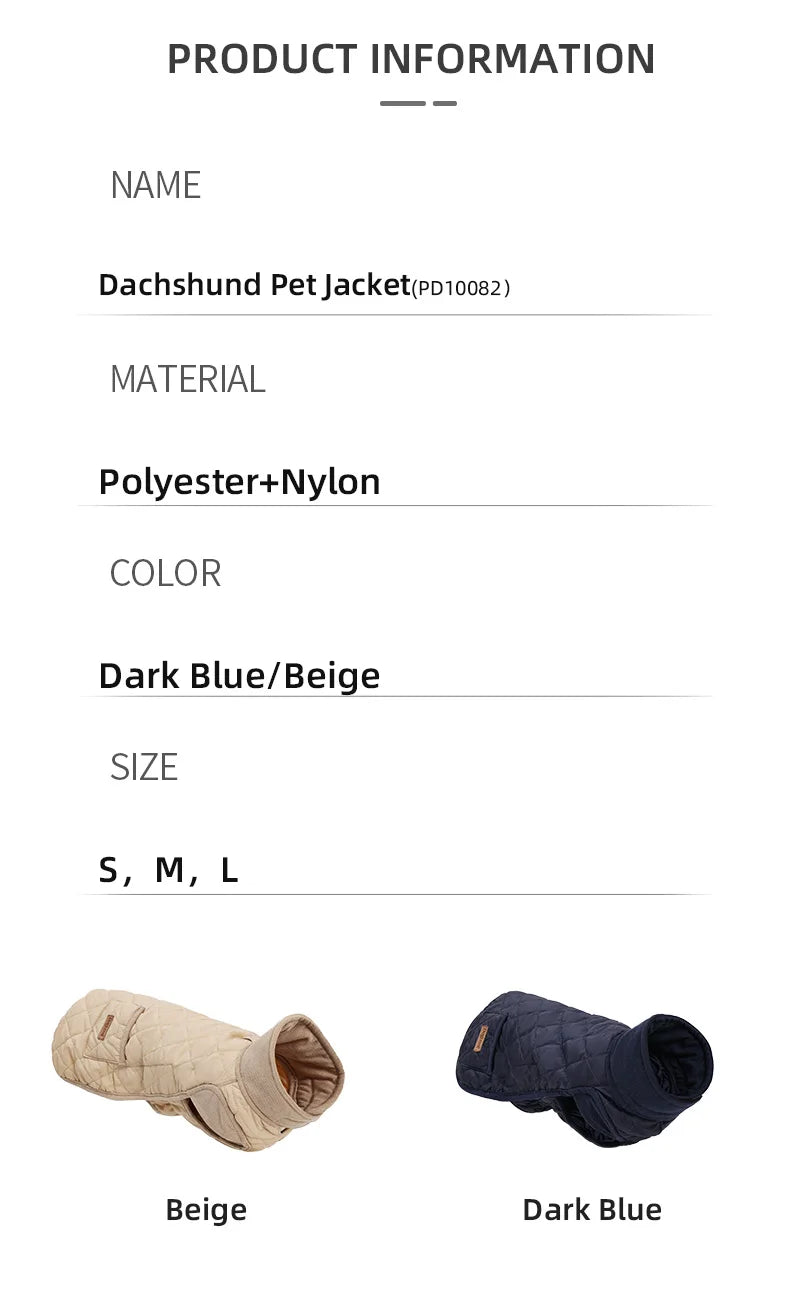 Quilted Dachshund Dog Coat