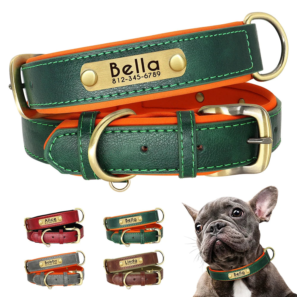 Custom Engraved PU Leather Dog Collar