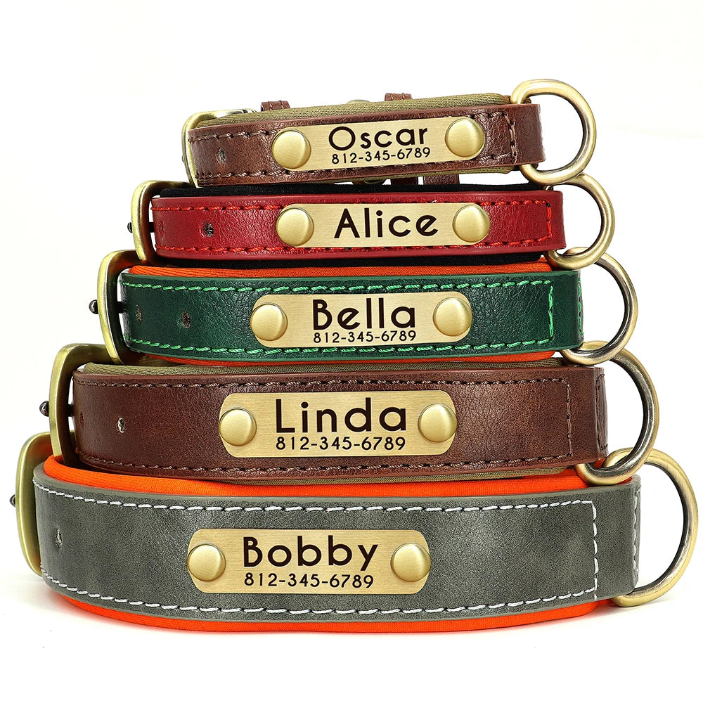 Custom Engraved PU Leather Dog Collar