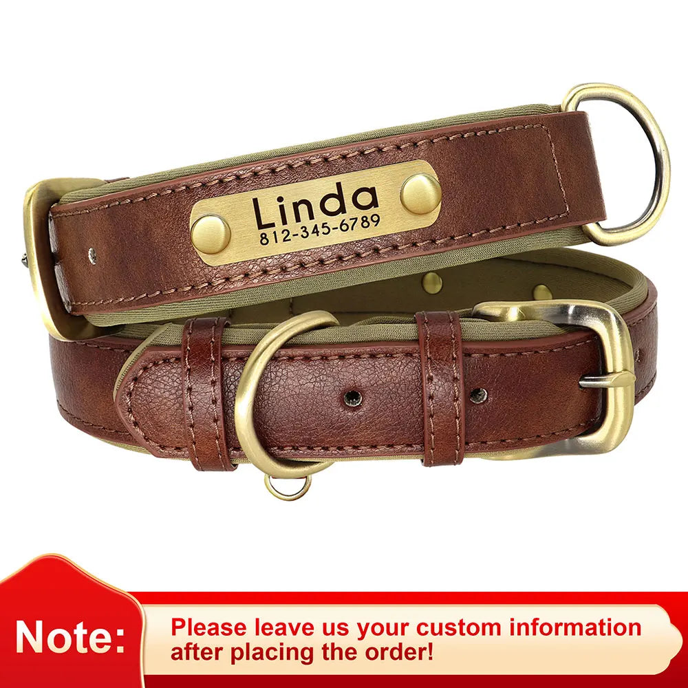 Custom Engraved PU Leather Dog Collar