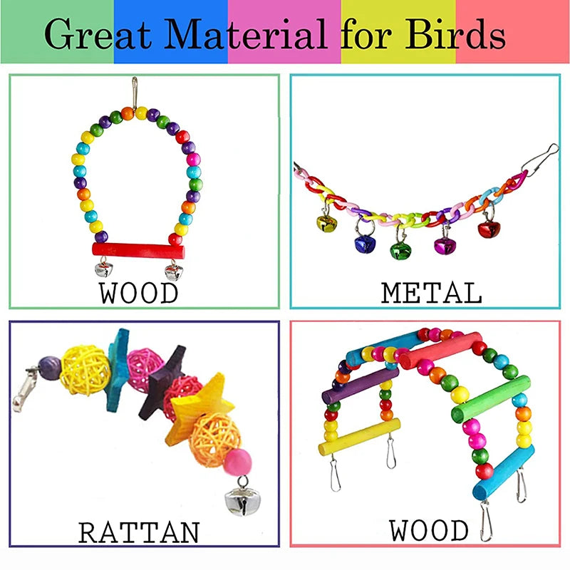 7-Piece Parrot Cage Toy Set