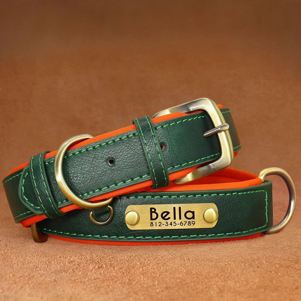 Custom Engraved PU Leather Dog Collar