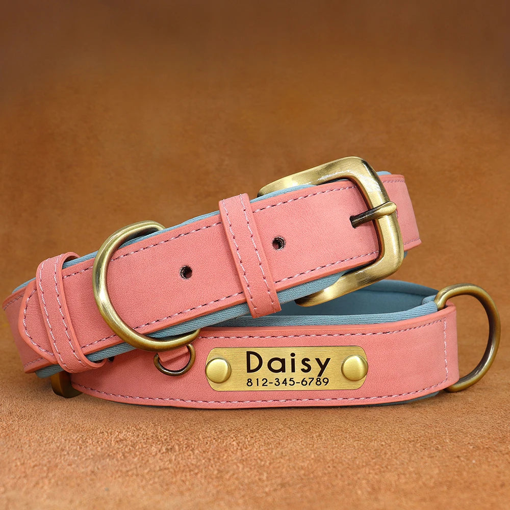 Custom Engraved PU Leather Dog Collar