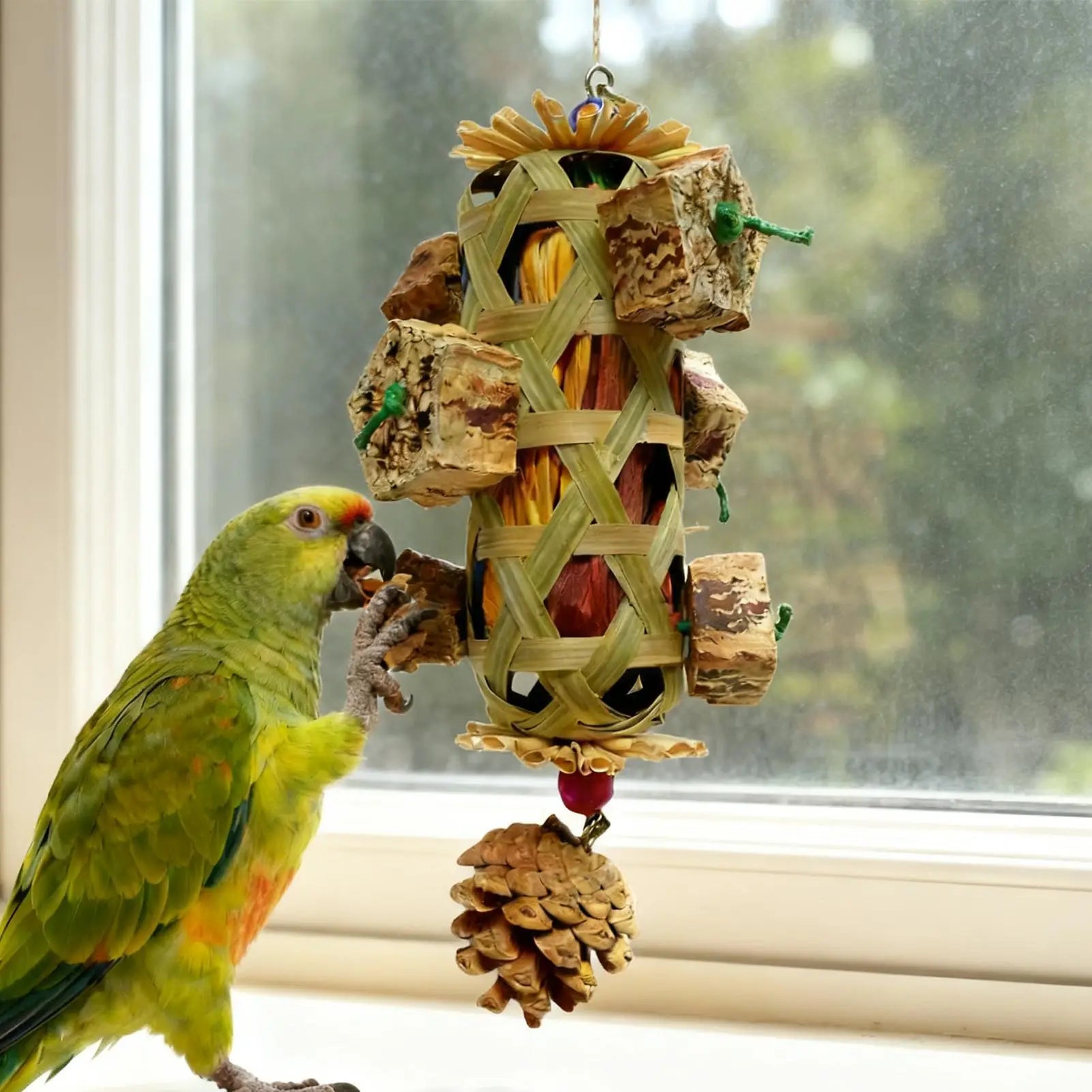Colourful Parrot Foraging Chew Toy