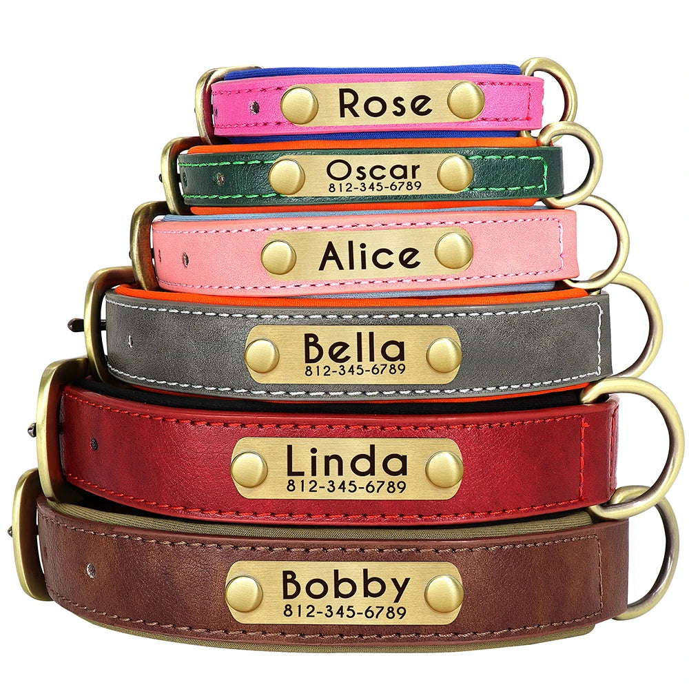 Custom Engraved PU Leather Dog Collar