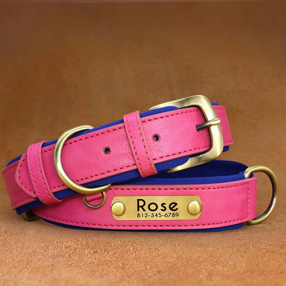 Custom Engraved PU Leather Dog Collar