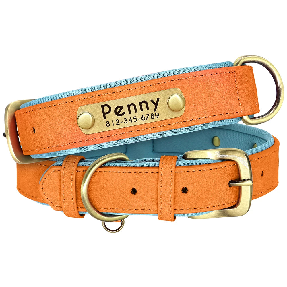 Custom Engraved PU Leather Dog Collar