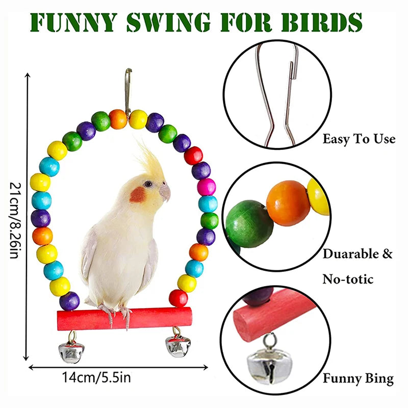 7-Piece Parrot Cage Toy Set