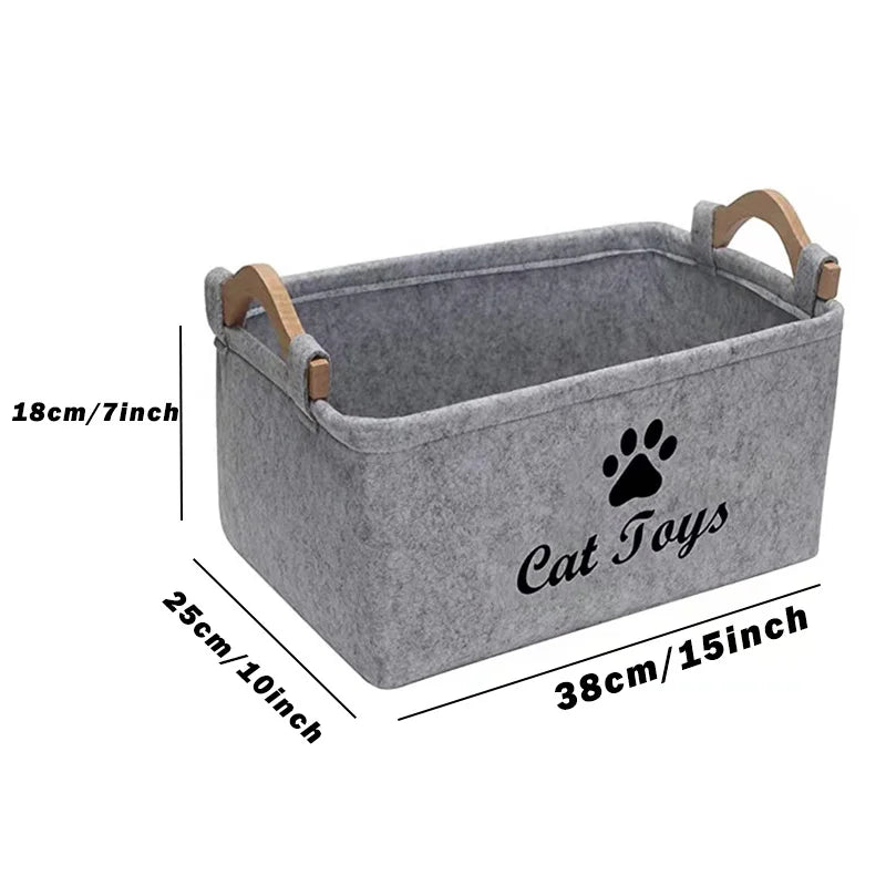 Felt Cat Toy Storage Basket
