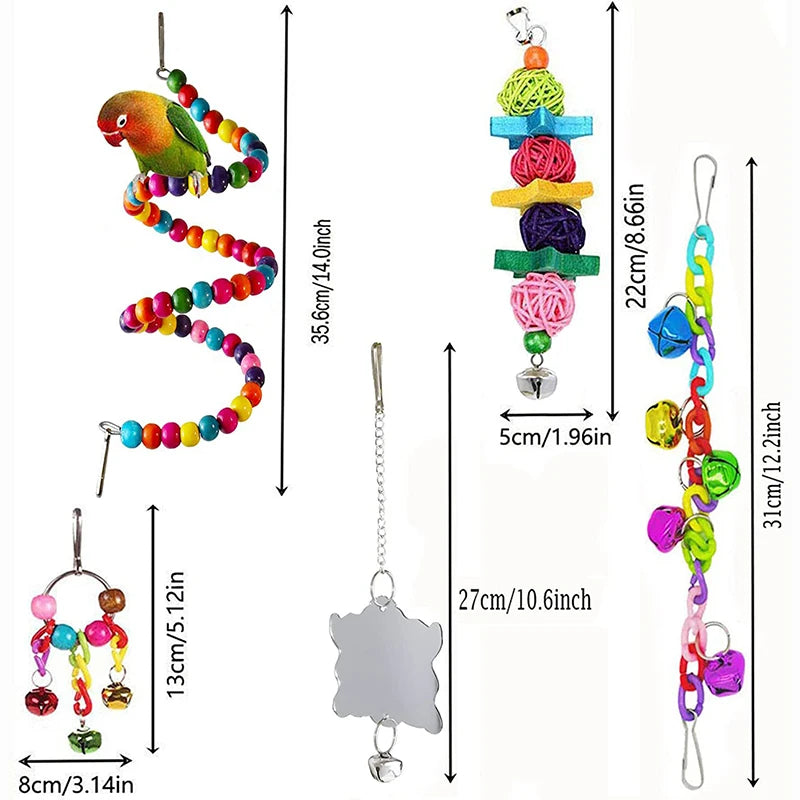 7-Piece Parrot Cage Toy Set