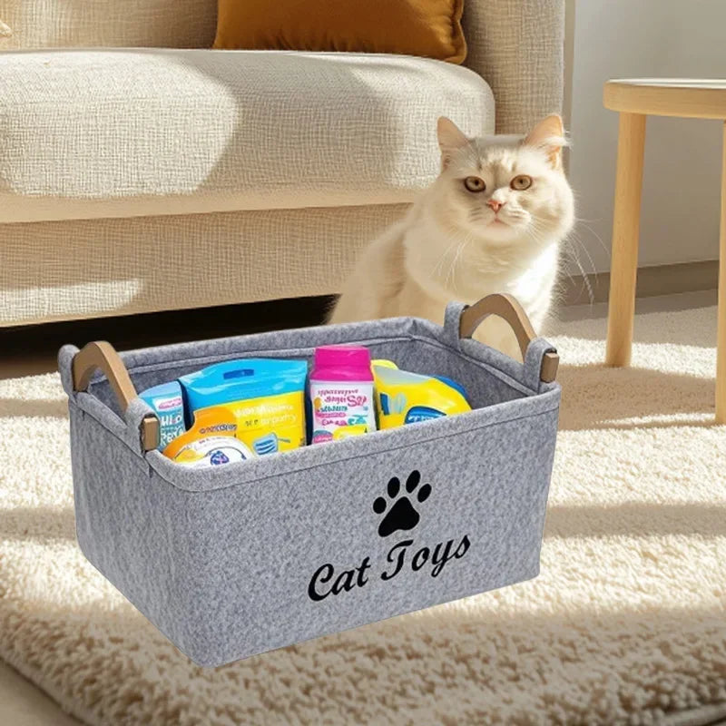 Felt Cat Toy Storage Basket