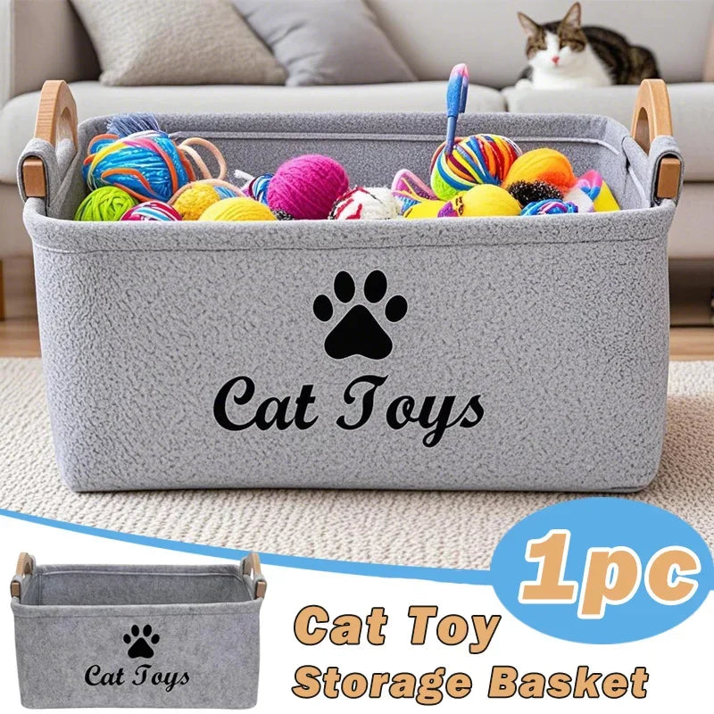 Felt Cat Toy Storage Basket