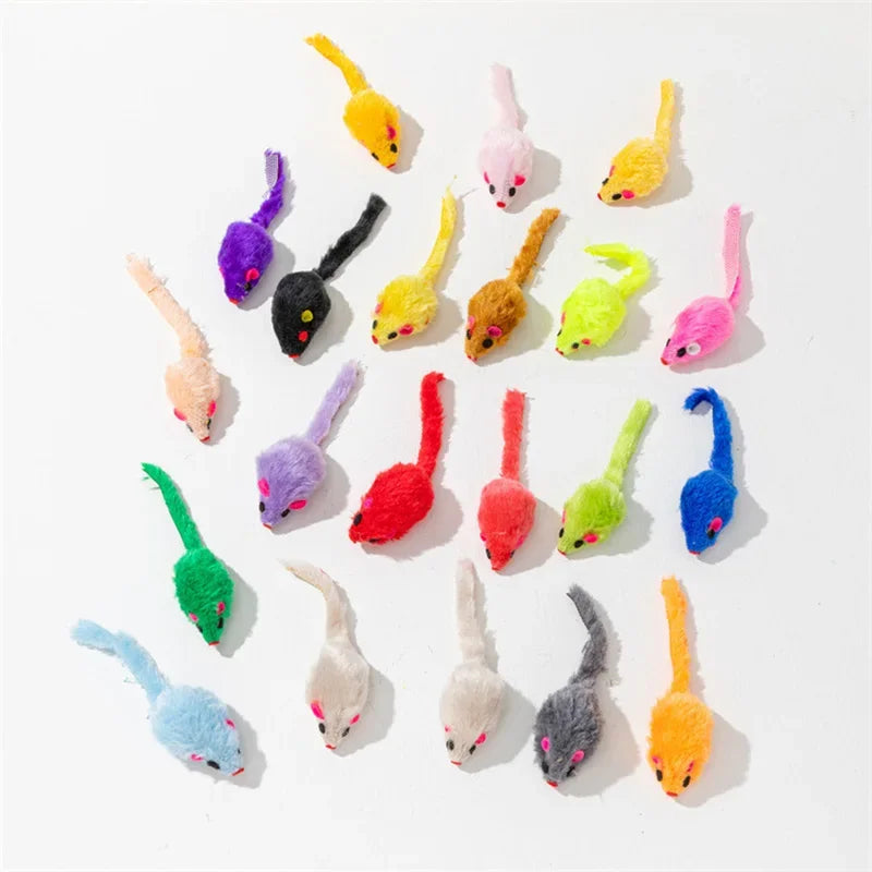 Rabbit Fur Rainbow Mouse Toy