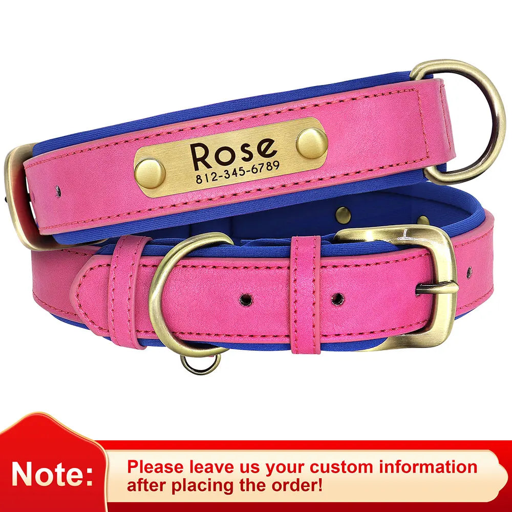 Custom Engraved PU Leather Dog Collar