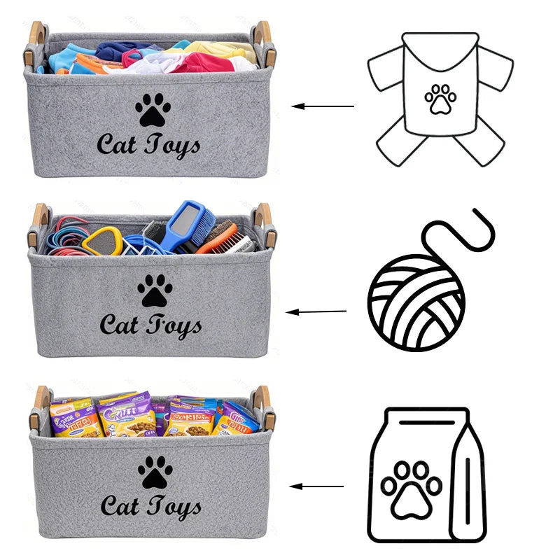Felt Cat Toy Storage Basket