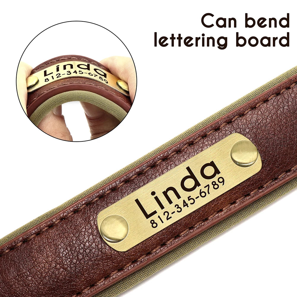 Custom Engraved PU Leather Dog Collar