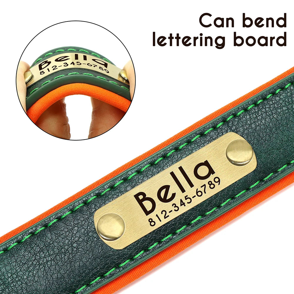 Custom Engraved PU Leather Dog Collar