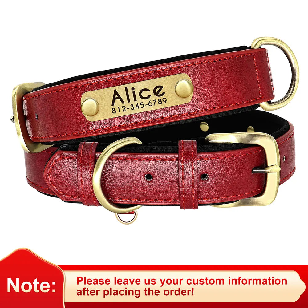 Custom Engraved PU Leather Dog Collar